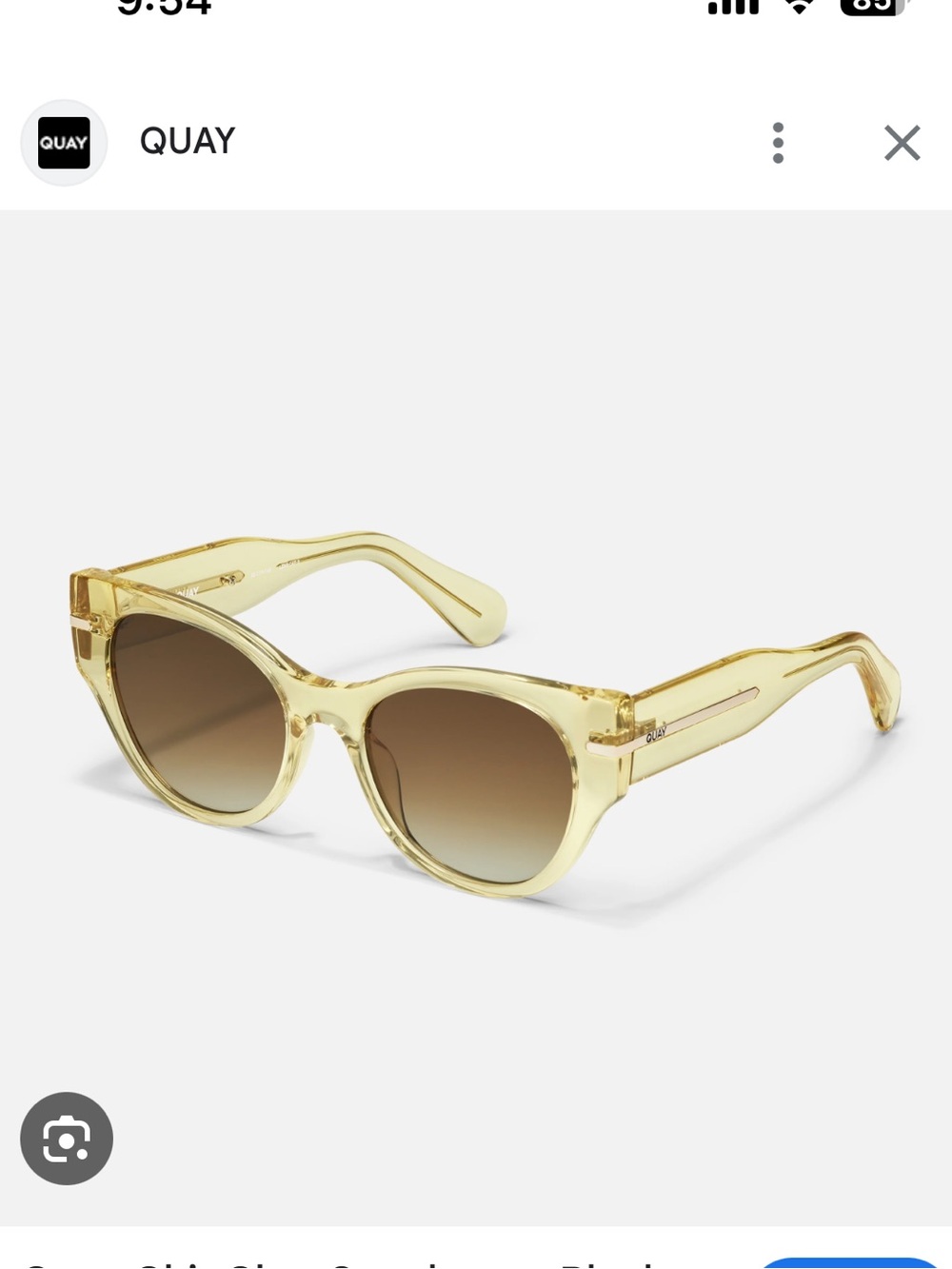 Quay Australia Chit Chat Sunglasses in Yellow Crystal with Smoke Gradient Lenses